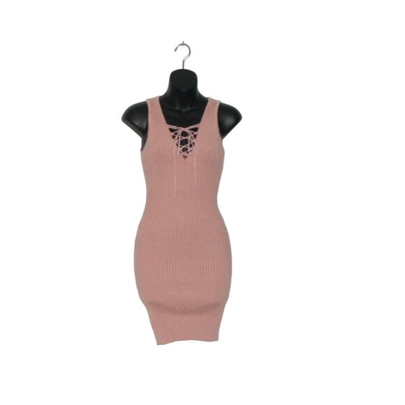 Streetware Society Pink Ribbed Stretchy Bodycon Date Night Dress Size Large-A07 - Picture 3 of 9